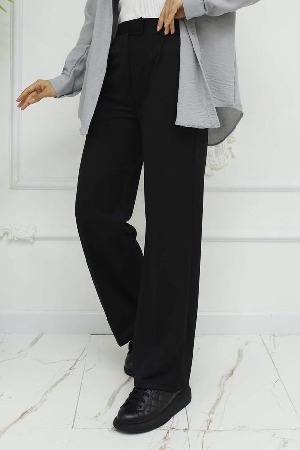 Tesettür giyim SİYAH PAMUKLU PALAZZO PANTOLON T 4403 - TRENDTESETTÜR