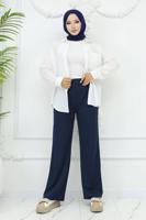 Vêtements hijab BLEU MARINE PANTALON PALAZZO EN COTON T 4403