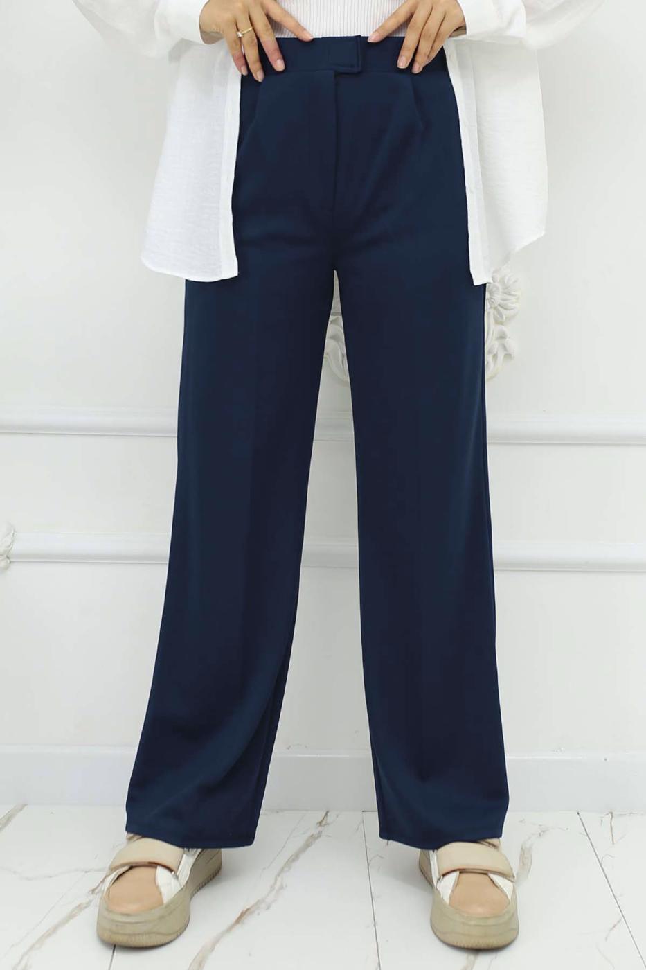 Vêtements hijab BLEU MARINE PANTALON PALAZZO EN COTON T 4403