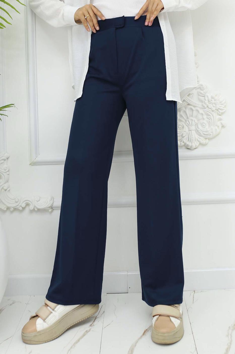 Vêtements hijab BLEU MARINE PANTALON PALAZZO EN COTON T 4403