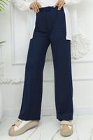 Vêtements hijab BLEU MARINE PANTALON PALAZZO EN COTON T 4403