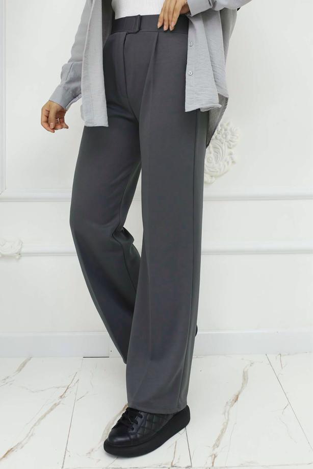 Hijab clothing GREY COTTON PALAZZO TROUSERS T 4403 - TRENDTESETTÜR