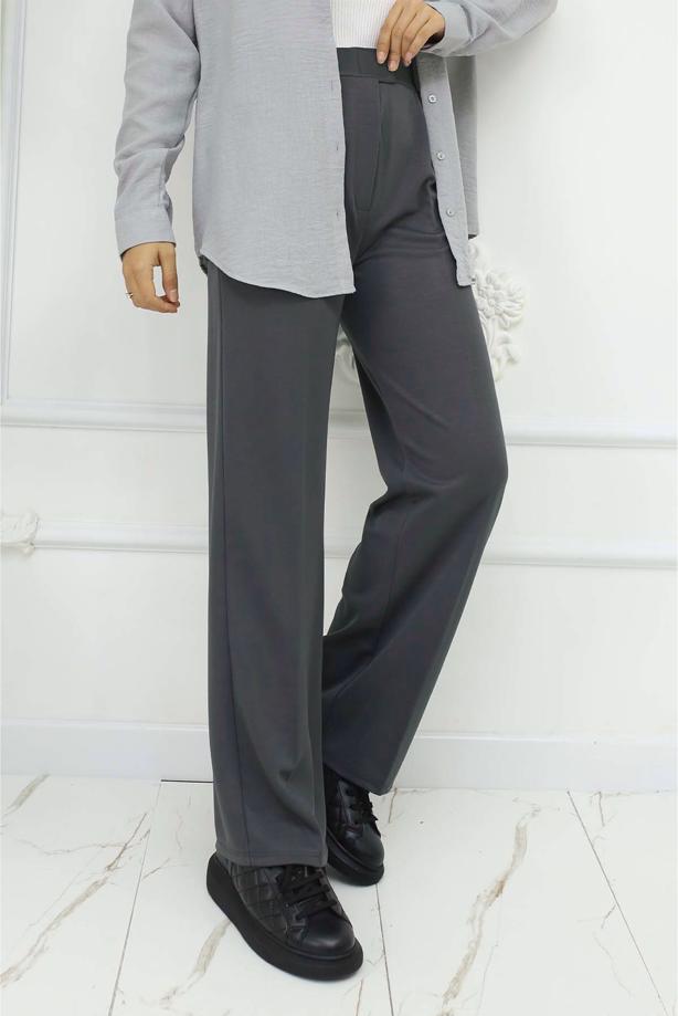 Hijab clothing GREY COTTON PALAZZO TROUSERS T 4403 - TRENDTESETTÜR