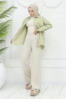 Tesettür giyim BEJ PAMUKLU PALAZZO PANTOLON T 4403