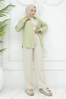 Tesettür giyim BEJ PAMUKLU PALAZZO PANTOLON T 4403