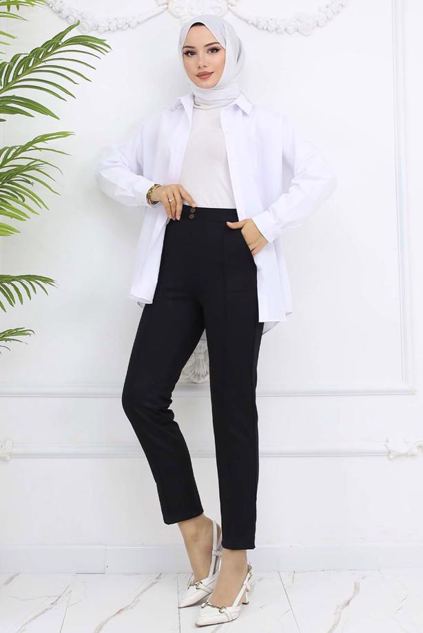 Tesettür giyim SİYAH DAR PAÇA PANTOLON T 5403 - TRENDTESETTÜR