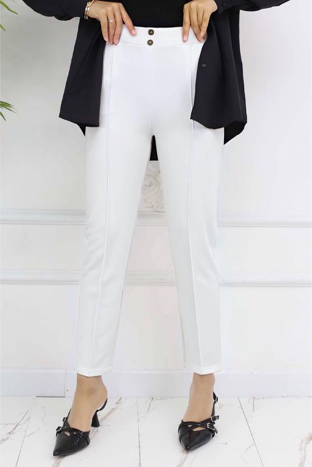 Tesettür giyim BEYAZ DAR PAÇA PANTOLON T 5403 - TRENDTESETTÜR