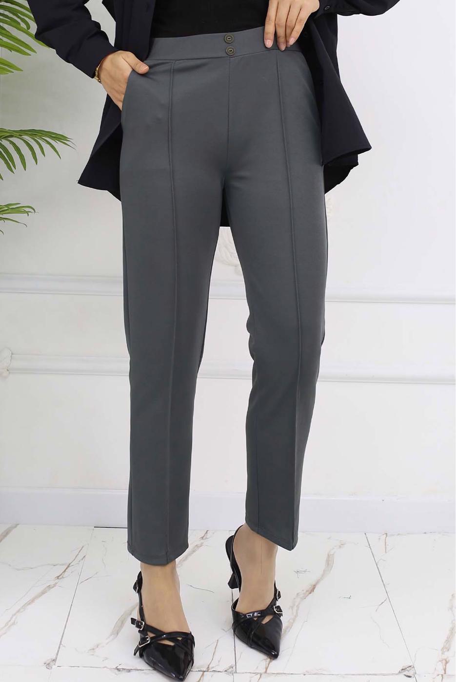 Tesettür giyim GRİ DAR PAÇA PANTOLON T 5403