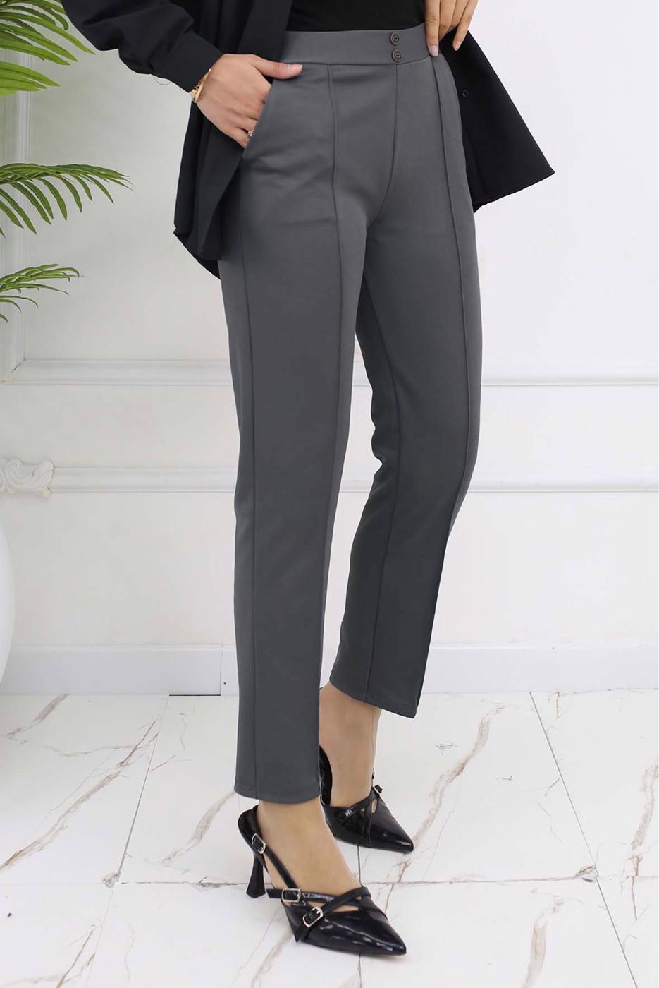 Tesettür giyim GRİ DAR PAÇA PANTOLON T 5403