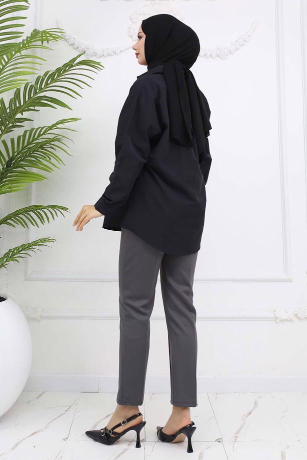 Tesettür giyim GRİ DAR PAÇA PANTOLON T 5403 - TRENDTESETTÜR