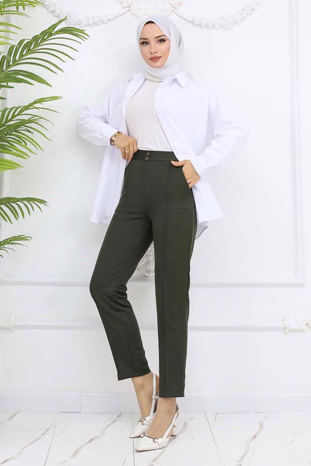 Hijab clothing KHAKI SKINNY LEG PANTS T 5403 - TRENDTESETTÜR