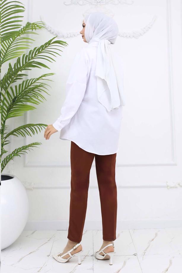 Tesettür giyim KAHVE DAR PAÇA PANTOLON T 5403 - TRENDTESETTÜR