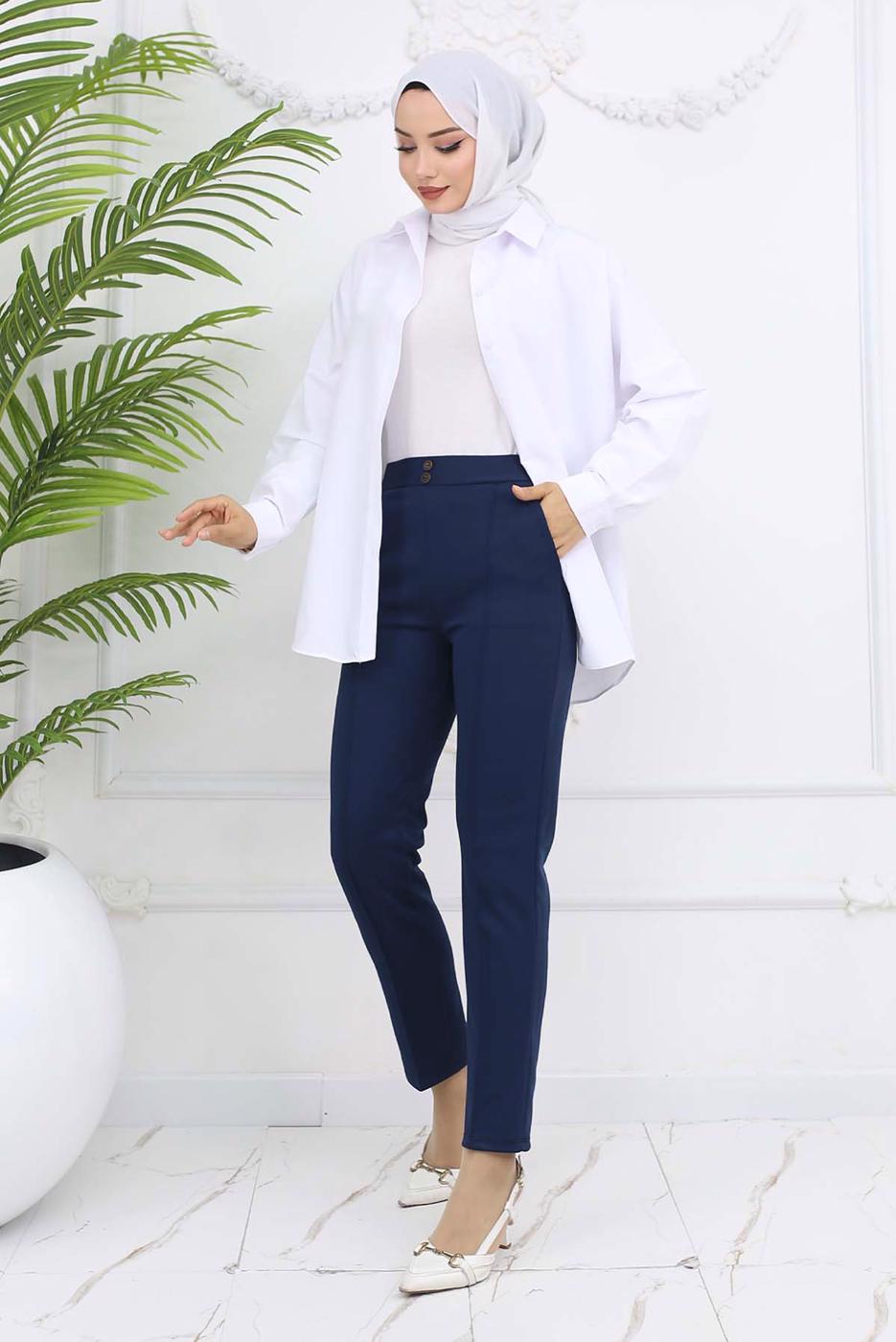 Hijab clothing NAVY BLUE SKINNY LEG PANTS T 5403