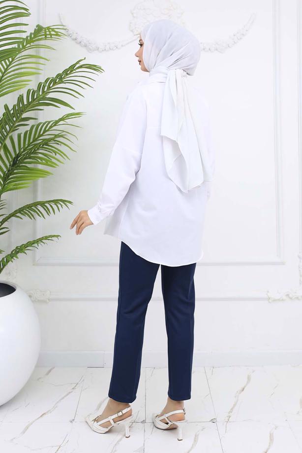 Hijab clothing NAVY BLUE SKINNY LEG PANTS T 5403 - TRENDTESETTÜR