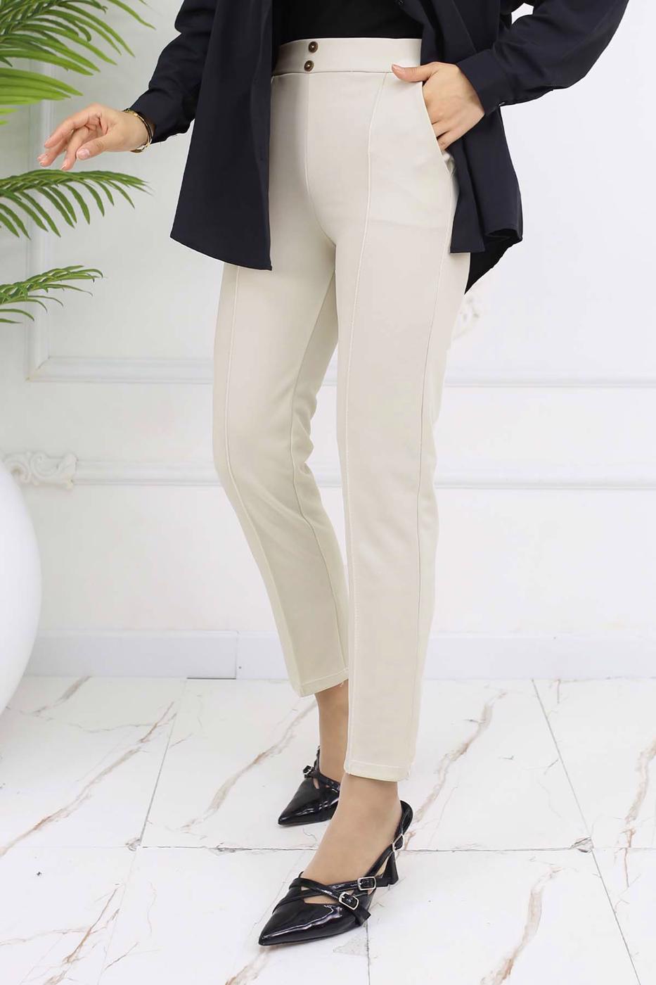 Tesettür giyim BEJ DAR PAÇA PANTOLON T 5403