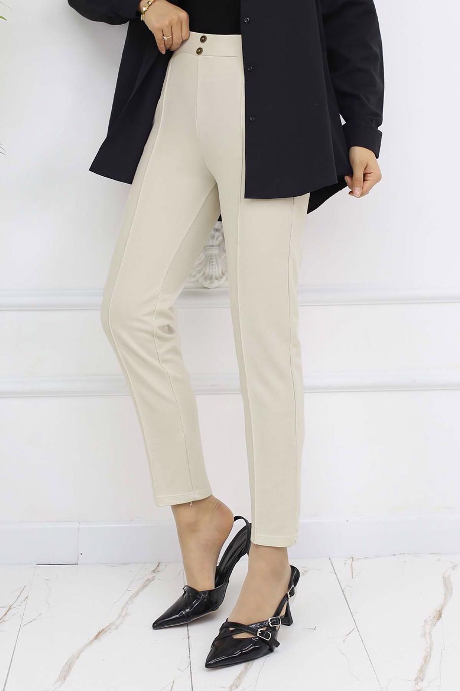 Tesettür giyim BEJ DAR PAÇA PANTOLON T 5403