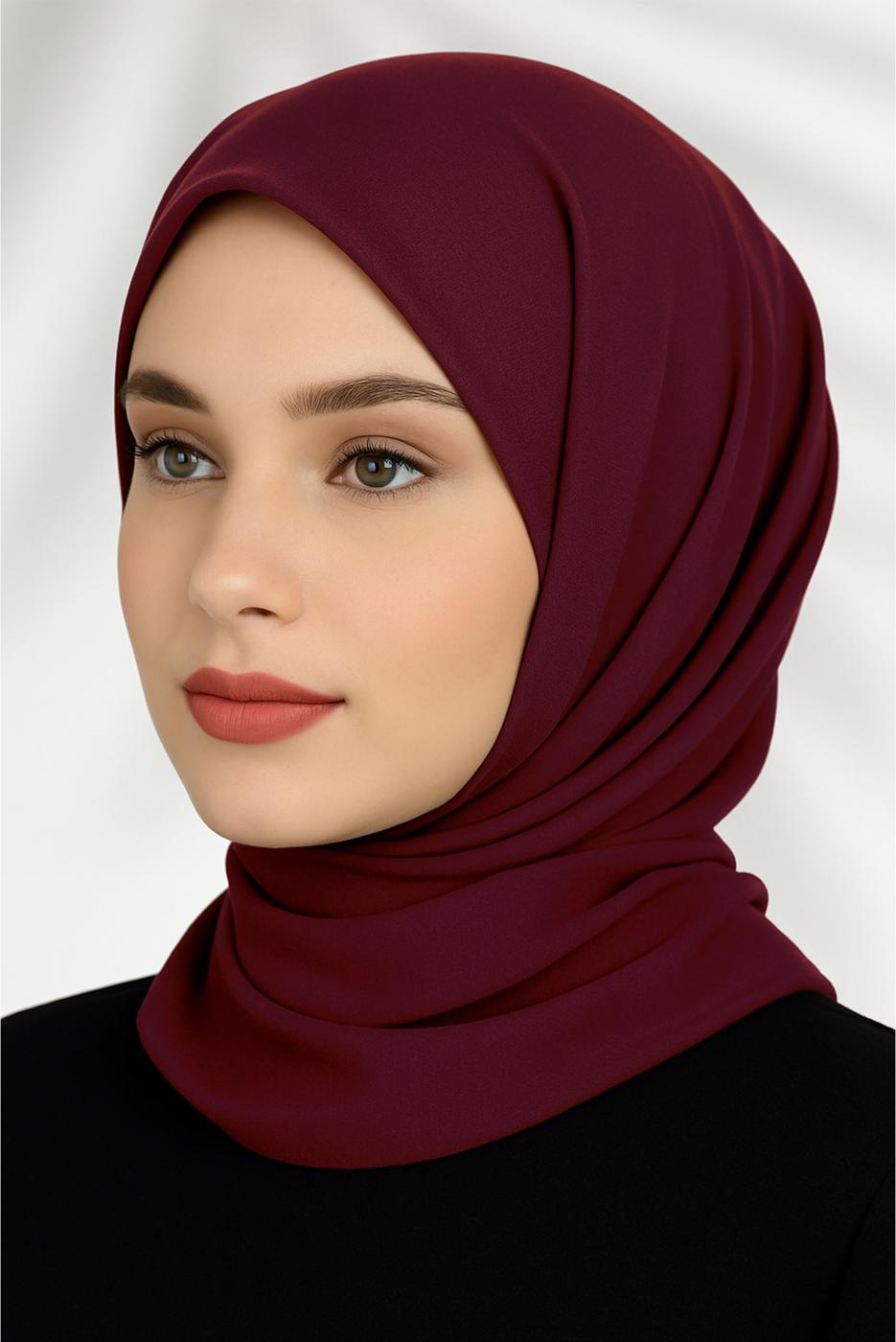 Vêtements hijab ROUGE BORDEAUX CHÂLE EN MOUSSELINE T 0010