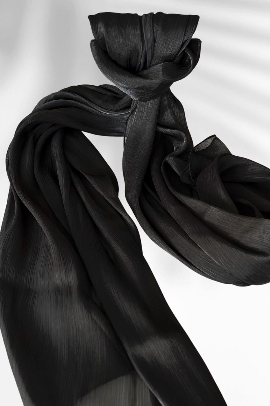 Tesettür giyim SİYAH JANJAN ŞAL T 5000