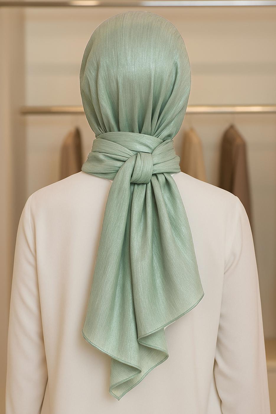 Tesettür giyim YEŞİL JANJAN ŞAL T 5000