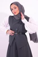 Tesettür giyim GRİ KEMERLİ ETEKLİ TAKIM T 1184