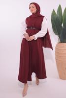 Vêtements hijab ROUGE BORDEAUX COSTUME JUPE CEINTURE T 1184