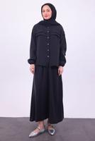 Tesettür giyim SİYAH ETEKLİ TESETTÜR TAKIM T 1484