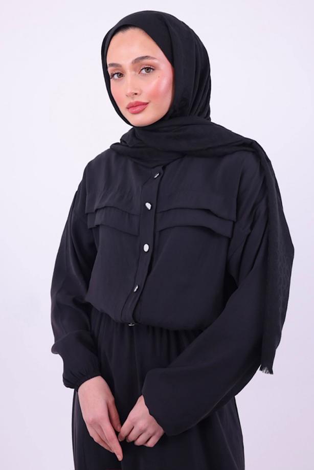 Tesettür giyim SİYAH ETEKLİ TESETTÜR TAKIM T 1484 - TRENDTESETTÜR