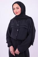 Tesettür giyim SİYAH ETEKLİ TESETTÜR TAKIM T 1484