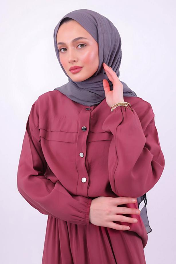 Tesettür giyim BORDO ETEKLİ TESETTÜR TAKIM T 1484 - TRENDTESETTÜR