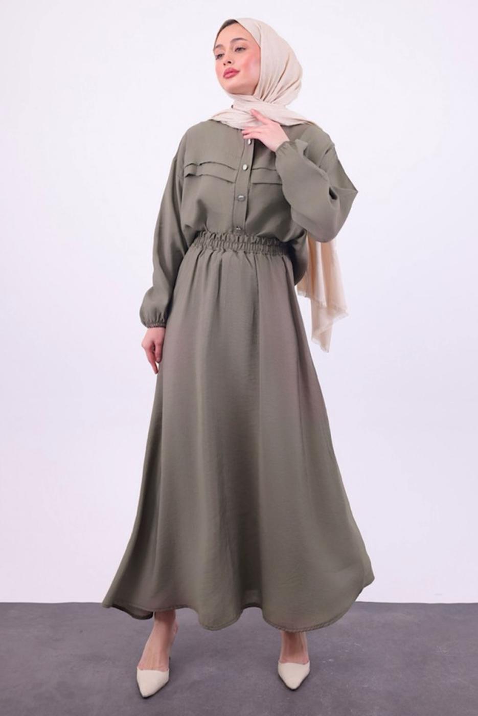 Tesettür giyim VİZON ETEKLİ TESETTÜR TAKIM T 1484