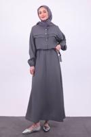 Tesettür giyim GRİ ETEKLİ TESETTÜR TAKIM T 1484