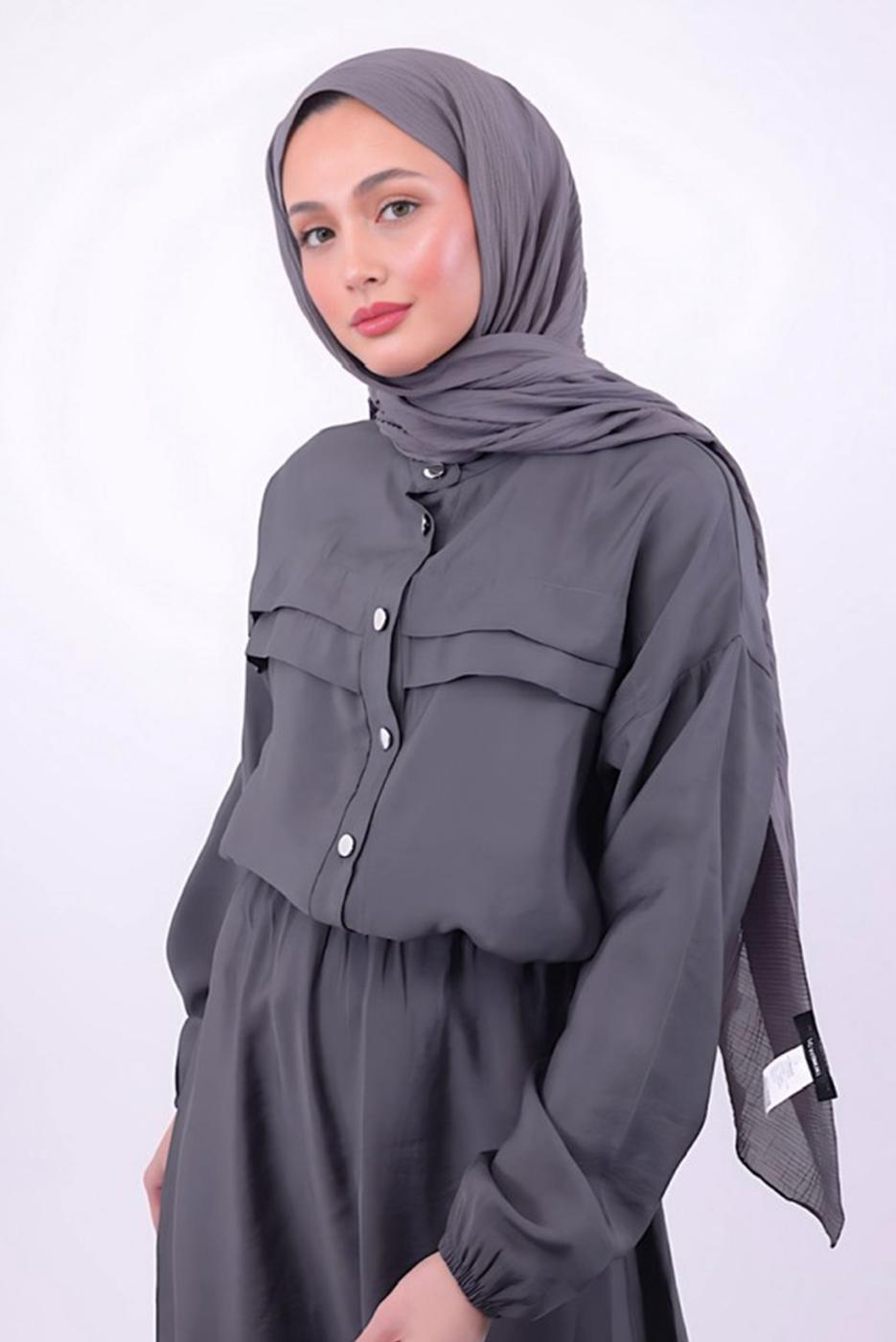 Tesettür giyim GRİ ETEKLİ TESETTÜR TAKIM T 1484