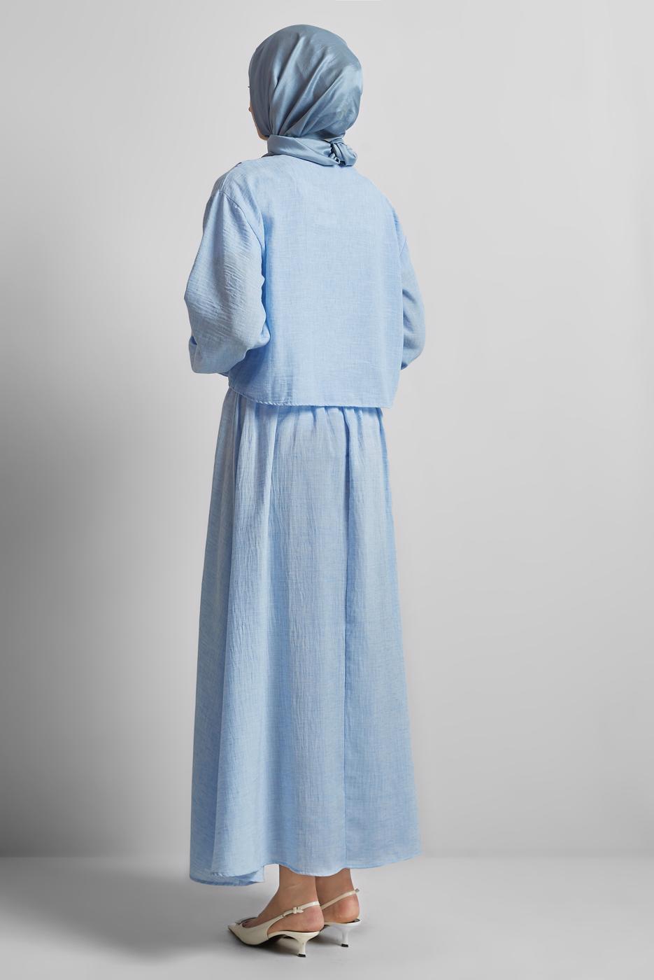 Vêtements hijab BLEU TAILLEUR JUPE BOUTONNÉE T 1922