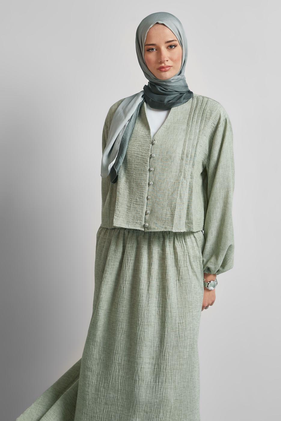 Vêtements hijab KAKI TAILLEUR JUPE BOUTONNÉE T 1922