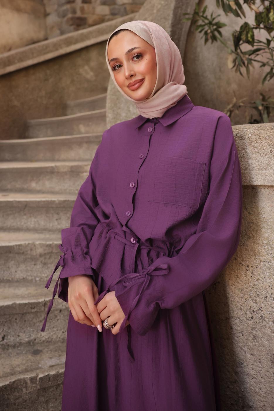 Vêtements hijab POURPRE COMBINAISON JUPE NOUÉE T 3294