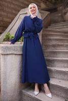Vêtements hijab BLEU MARINE COMBINAISON JUPE NOUÉE T 3294