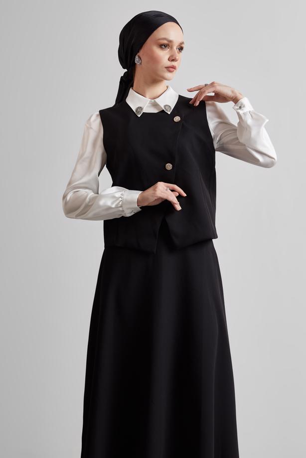 Tesettür giyim  YELEKLİ ETEKLİ TAKIM T 3340 - TRENDTESETTÜR