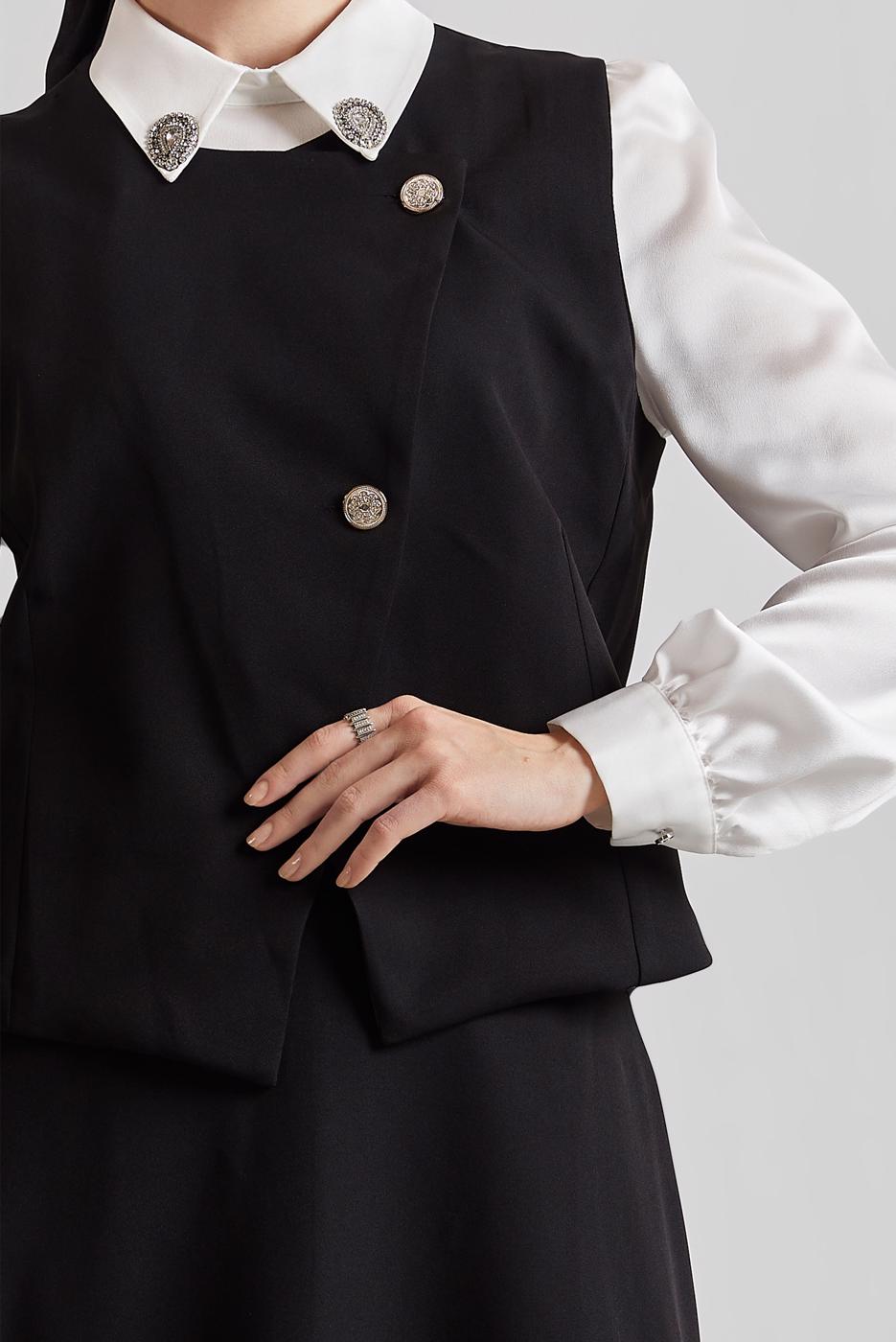 Vêtements hijab NOIR COSTUME JUPE AVEC GILET T 3340