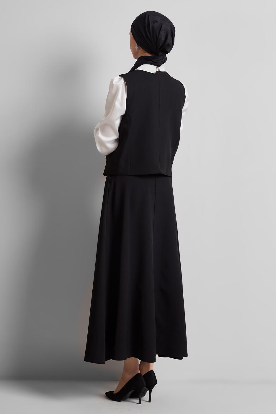 Vêtements hijab NOIR COSTUME JUPE AVEC GILET T 3340