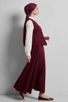 Vêtements hijab ROUGE BORDEAUX COSTUME JUPE AVEC GILET T 3340