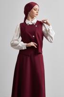 Vêtements hijab ROUGE BORDEAUX COSTUME JUPE AVEC GILET T 3340