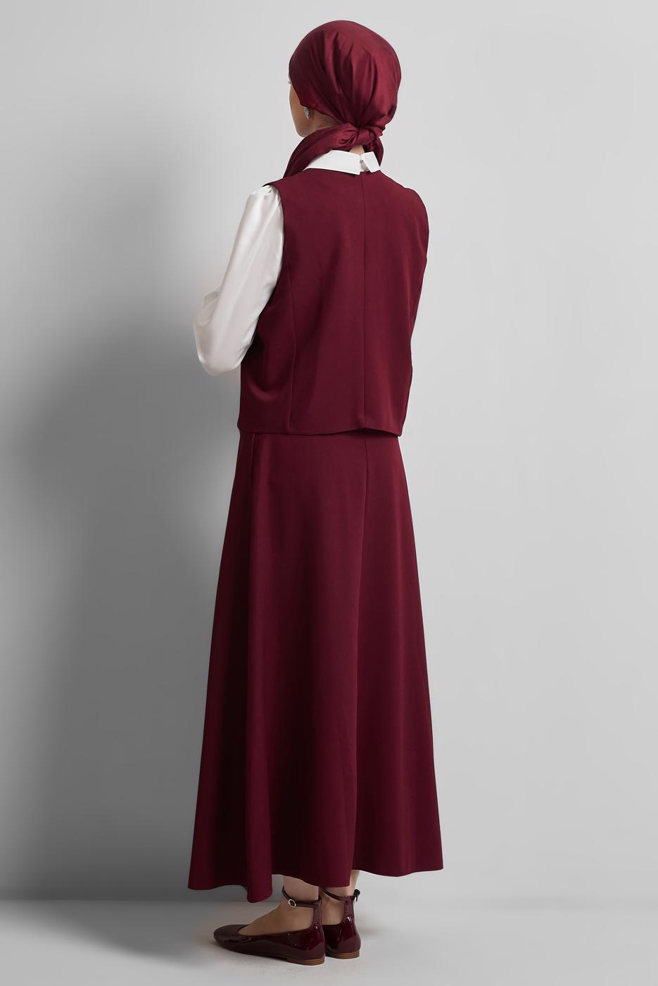 Vêtements hijab ROUGE BORDEAUX COSTUME JUPE AVEC GILET T 3340