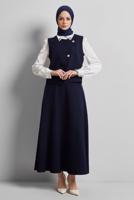 Tesettür giyim LACİVERT YELEKLİ ETEKLİ TAKIM T 3340
