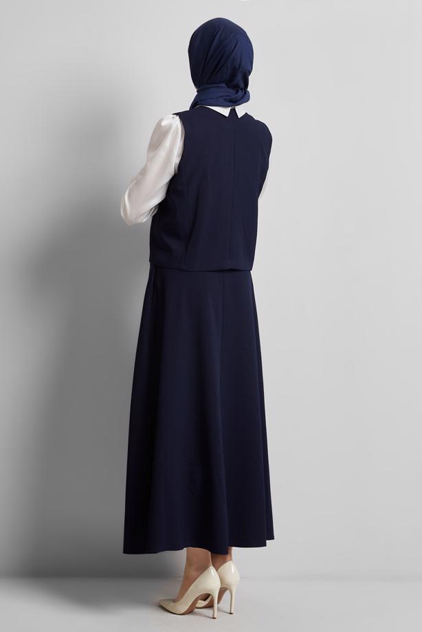 Tesettür giyim  YELEKLİ ETEKLİ TAKIM T 3340 - TRENDTESETTÜR