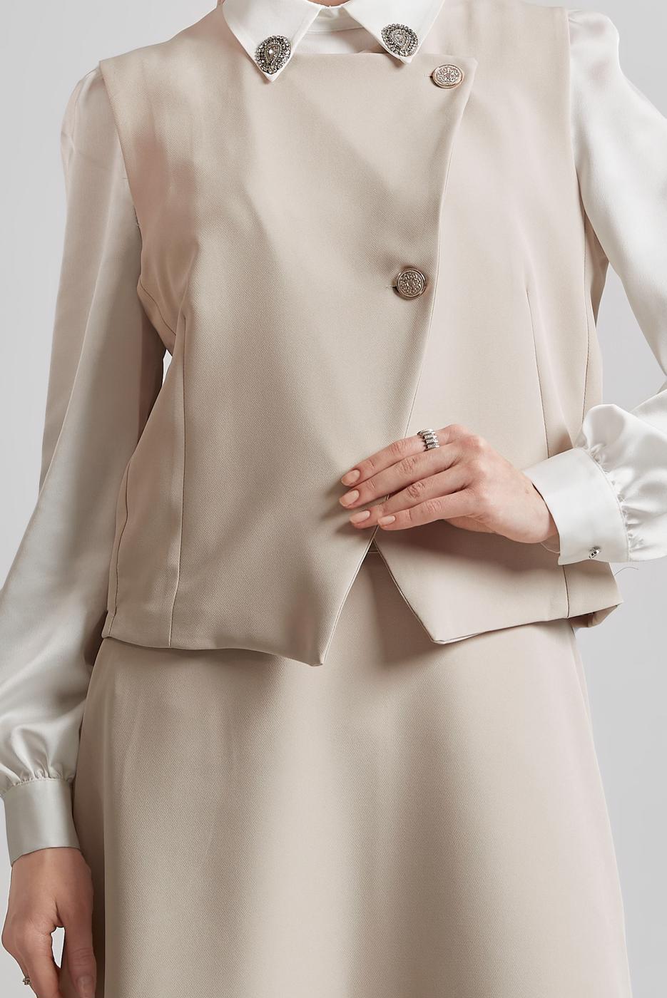 Vêtements hijab BEIGE COSTUME JUPE AVEC GILET T 3340