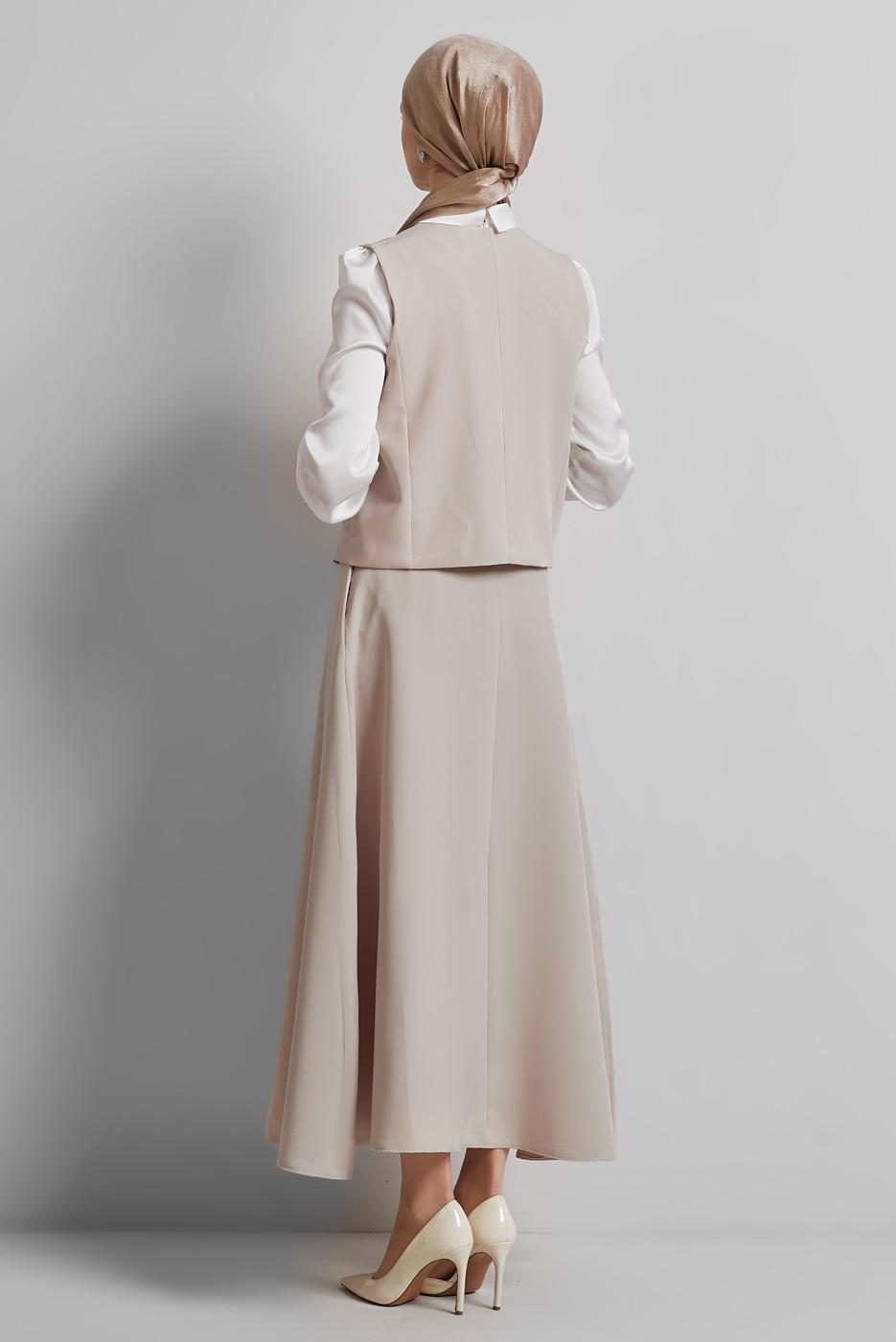 Vêtements hijab BEIGE COSTUME JUPE AVEC GILET T 3340
