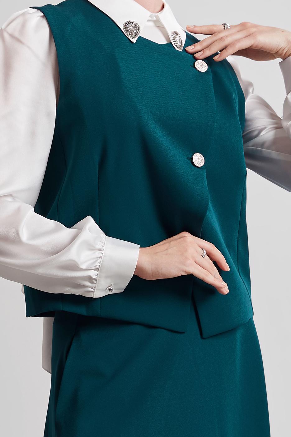Vêtements hijab VERT COSTUME JUPE AVEC GILET T 3340