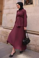 Hijab clothing CLARET RED TIED SKIRTED SUIT T 4194