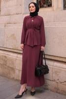 Hijab clothing CLARET RED TIED SKIRTED SUIT T 4194