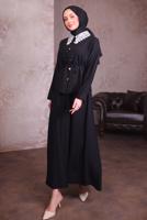 Vêtements hijab NOIR COSTUME À JUPE AVEC DÉTAILS EN DENTELLE T 7984